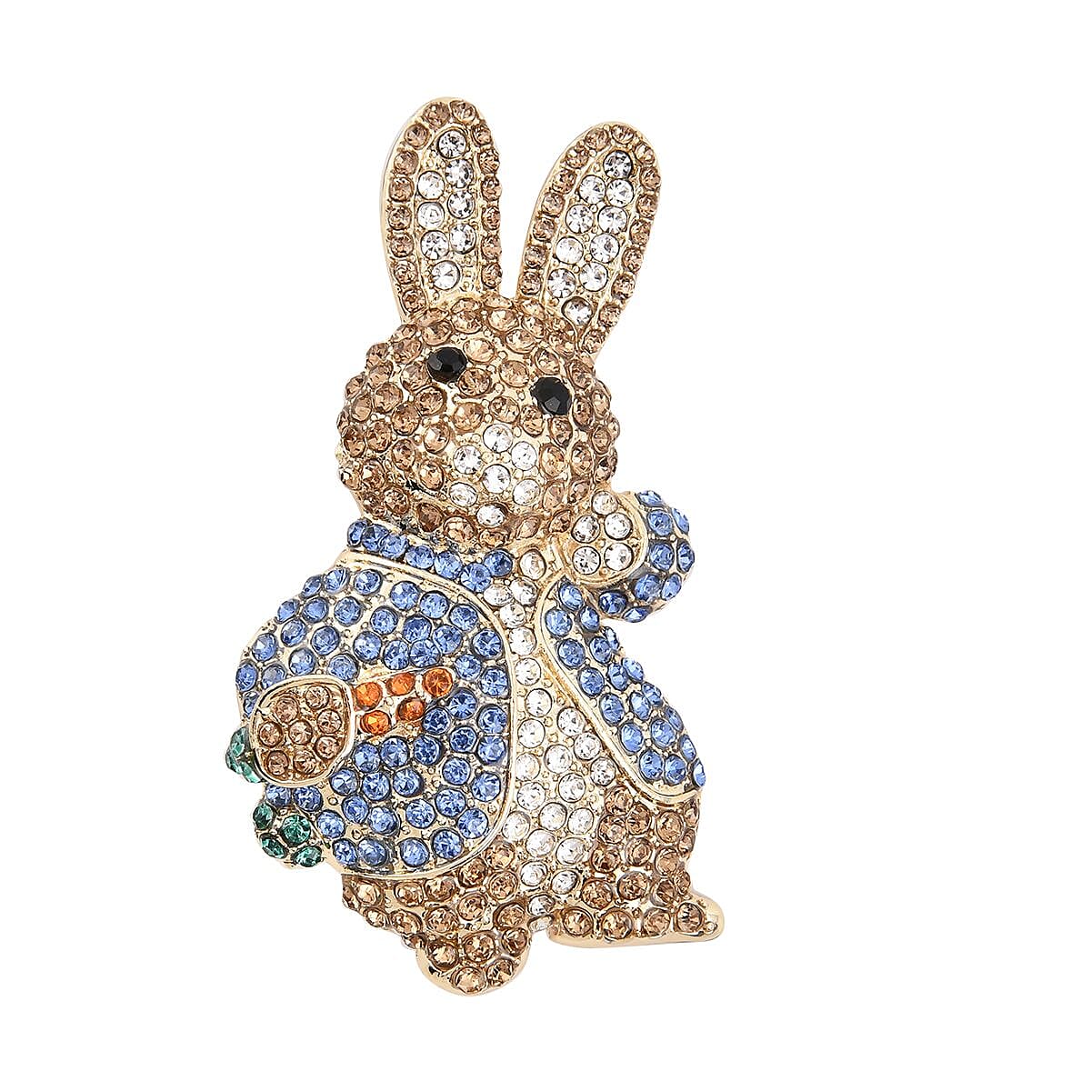 Multi Colour Austrian Crystal Bunny Pendant Cum Brooch with Chain (Size 29-2 EXT) - Yellow