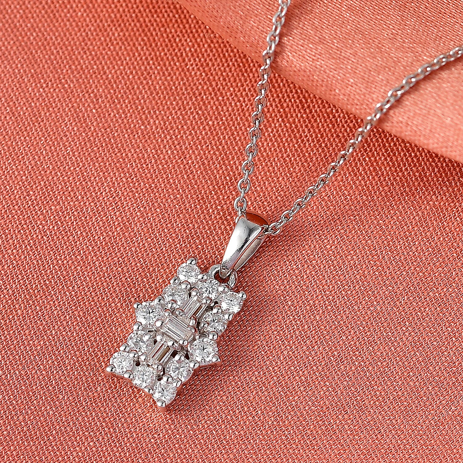 D'Joy Moissanite Pendant with Chain (Size 20) in Platinum Overlay Sterling Silver