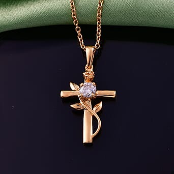 https://tjcuk.sirv.com/Products/44/4/4449514/Moissanite-Cross-Pendant-with-Chain-Size-20-in-Yellow-Gold-Tone_4449514_2.jpg?w=342&h=342
