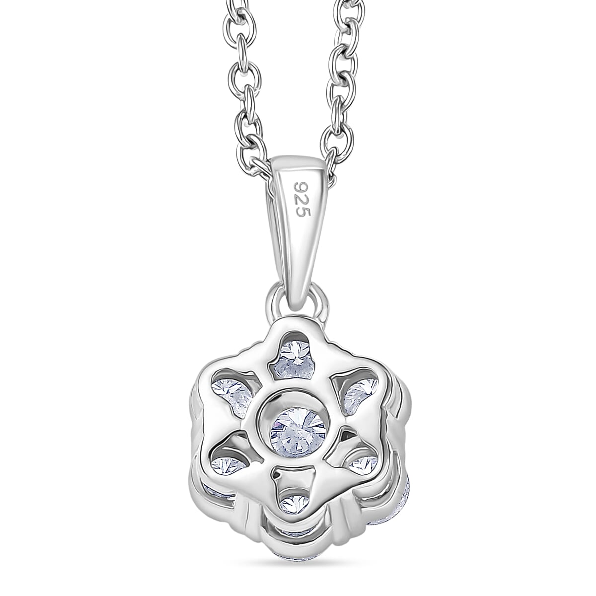 Moissanite Floral Pendant with Chain (Size 20) in Yellow Gold Plated & Platinum Overlay Sterling Silver 1.28 Ct.