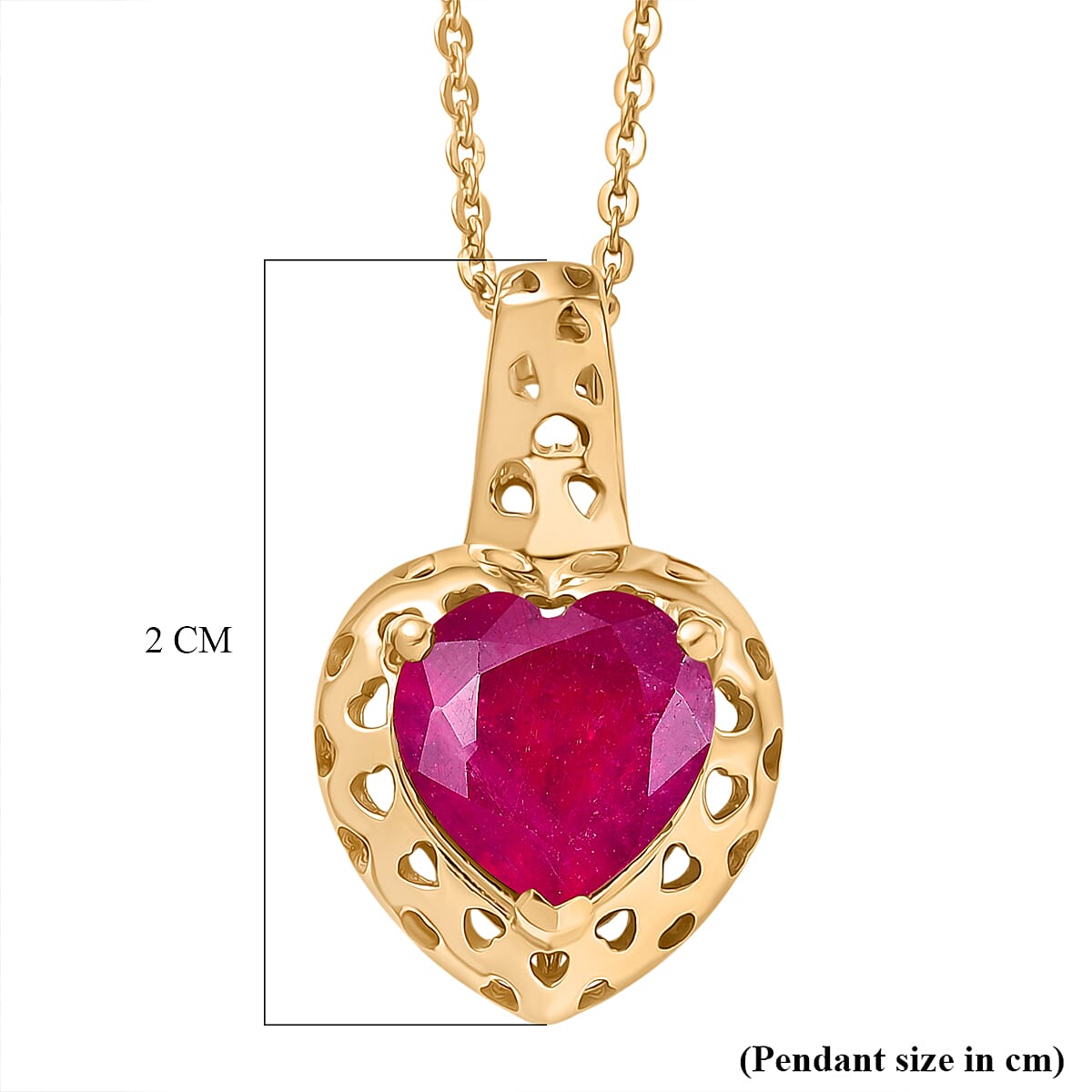 African Ruby & Blue Sapphire Pendant with Torn Chain (Size 20) in 18K Vermeil Yellow Gold Plated Sterling Silver 2.40 Ct.