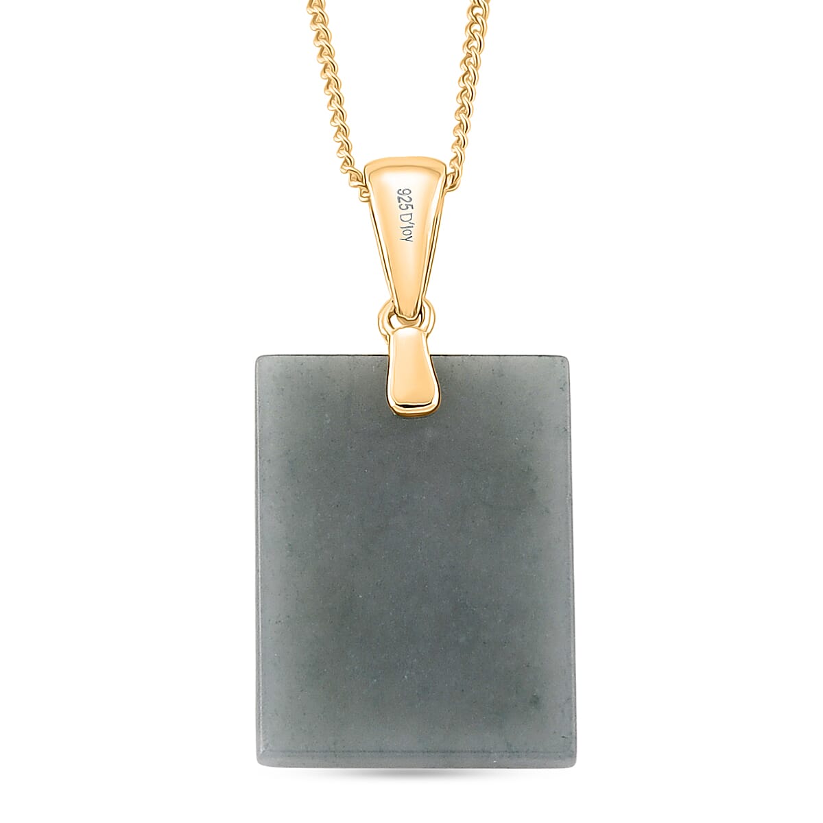 Natural Jadeite Pendant with Chain (Size - 18) in Yellow Gold Plated Sterling Silver 11.00 Ct.