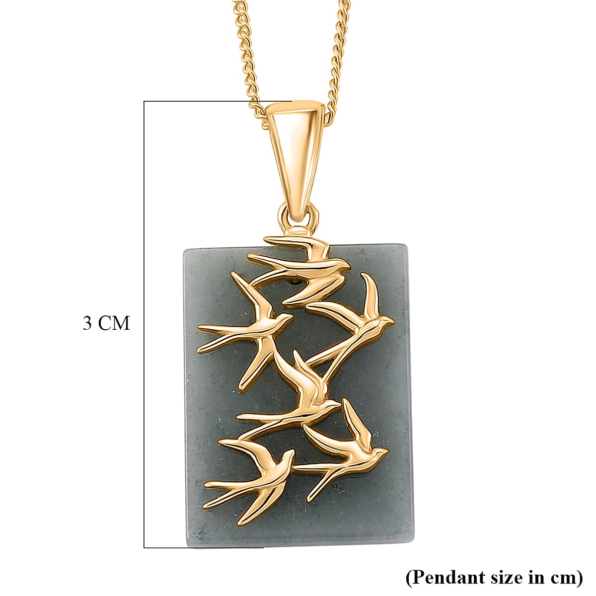 Natural Jadeite Pendant with Chain (Size - 18) in Yellow Gold Plated Sterling Silver 11.00 Ct.