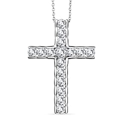 D'Joy Moissanite Cross Pendant with Chain (Size 20) in Yellow Gold Plated Sterling Silver 1.66 Ct.