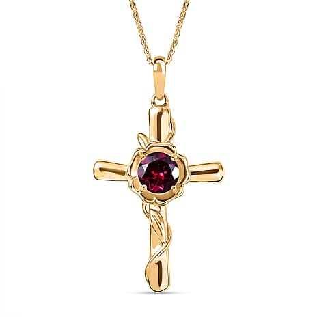 Rhodolite Garnet Pendant with Chain (Size 20) in 18K YG Plating Sterling Silver  Wt. 6.7 Gms  1.690  Ct.