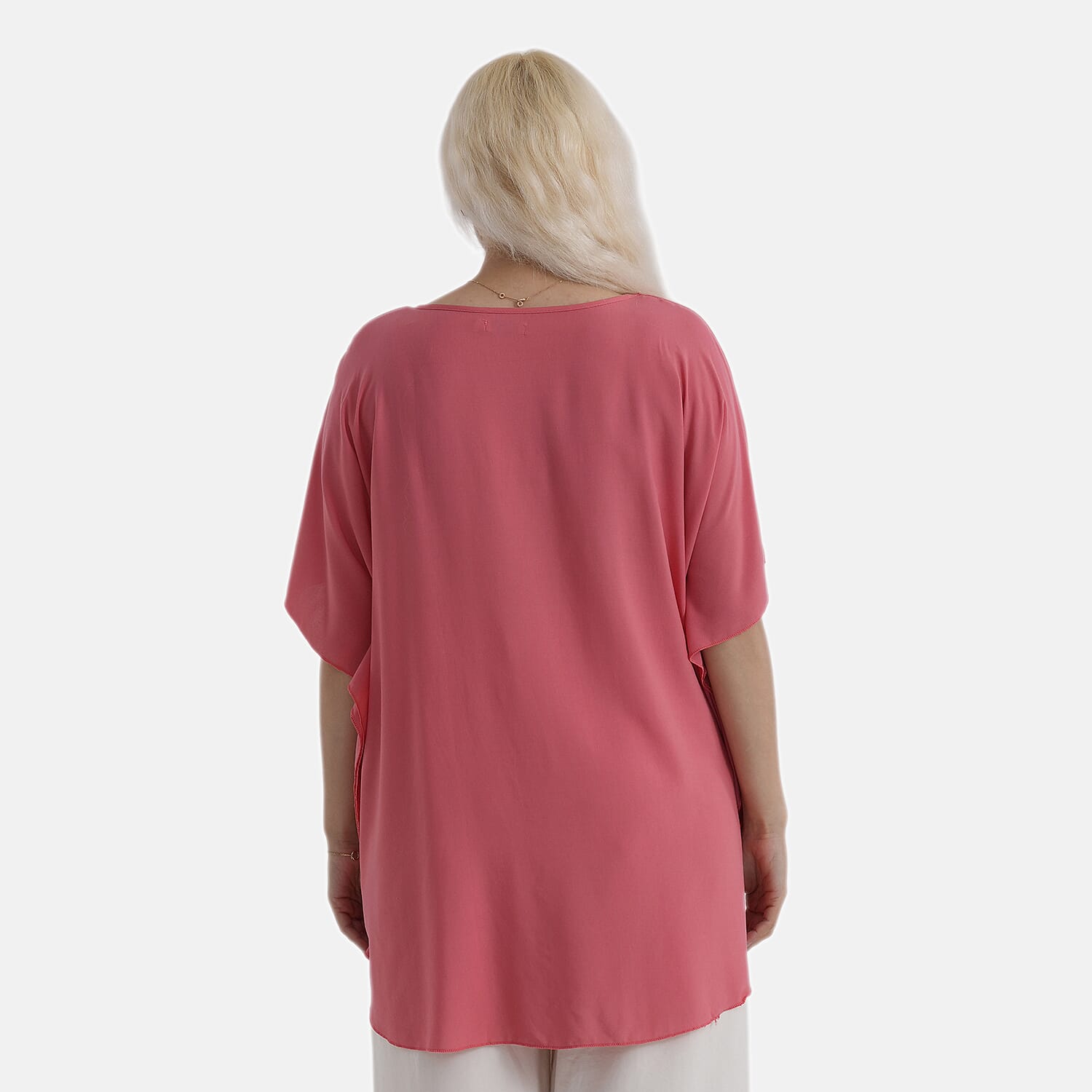 Styledby Set Of 2 100% Viscose Printed - Solid One-Size Tops With Keyhole Neck Detail - Green - Pink