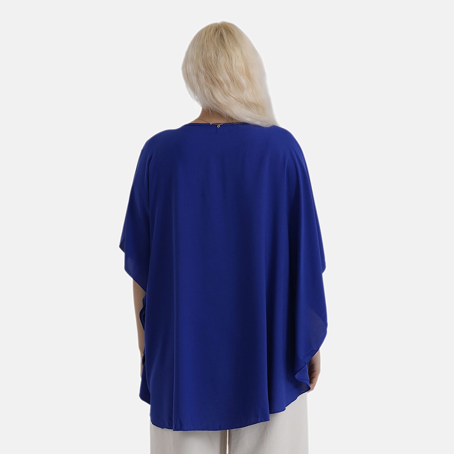 Styledby Set Of 2 100% Viscose Printed - Solid One-Size Tops With Keyhole Neck Detail - Blue - Dark Blue