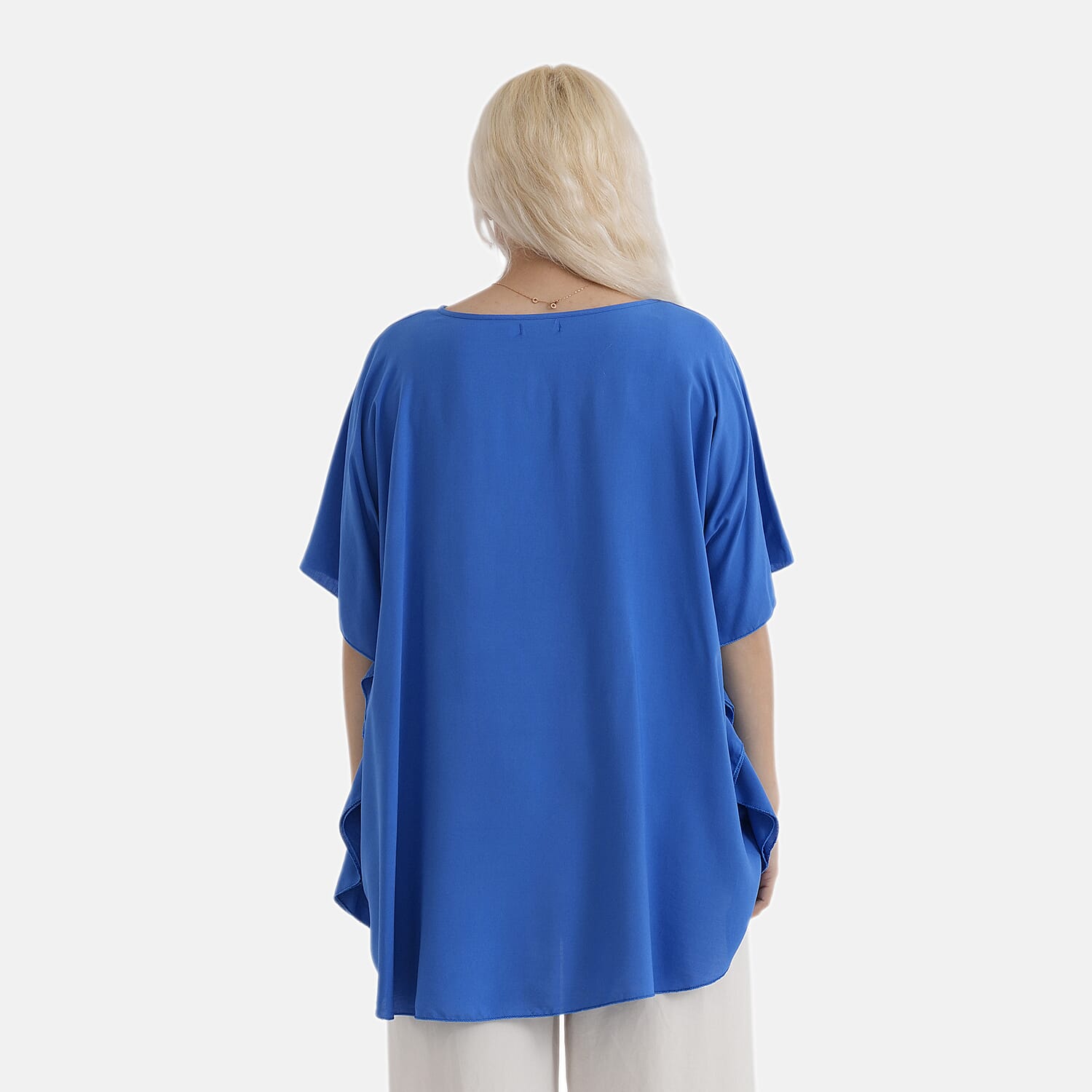 Styledby Set Of 2 Printed - Solid One-Size Tops With Keyhole Neck Detail - Blue