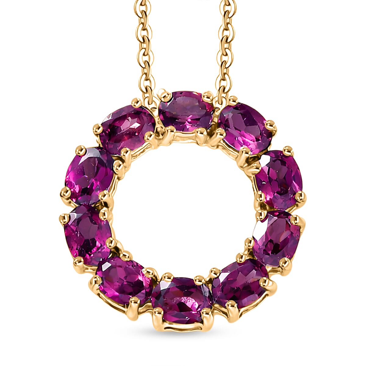 Radiant Ember Garnet Pendant with Chain (Size 20) in 18K YG Plating Sterling Silver  2.400  Ct.