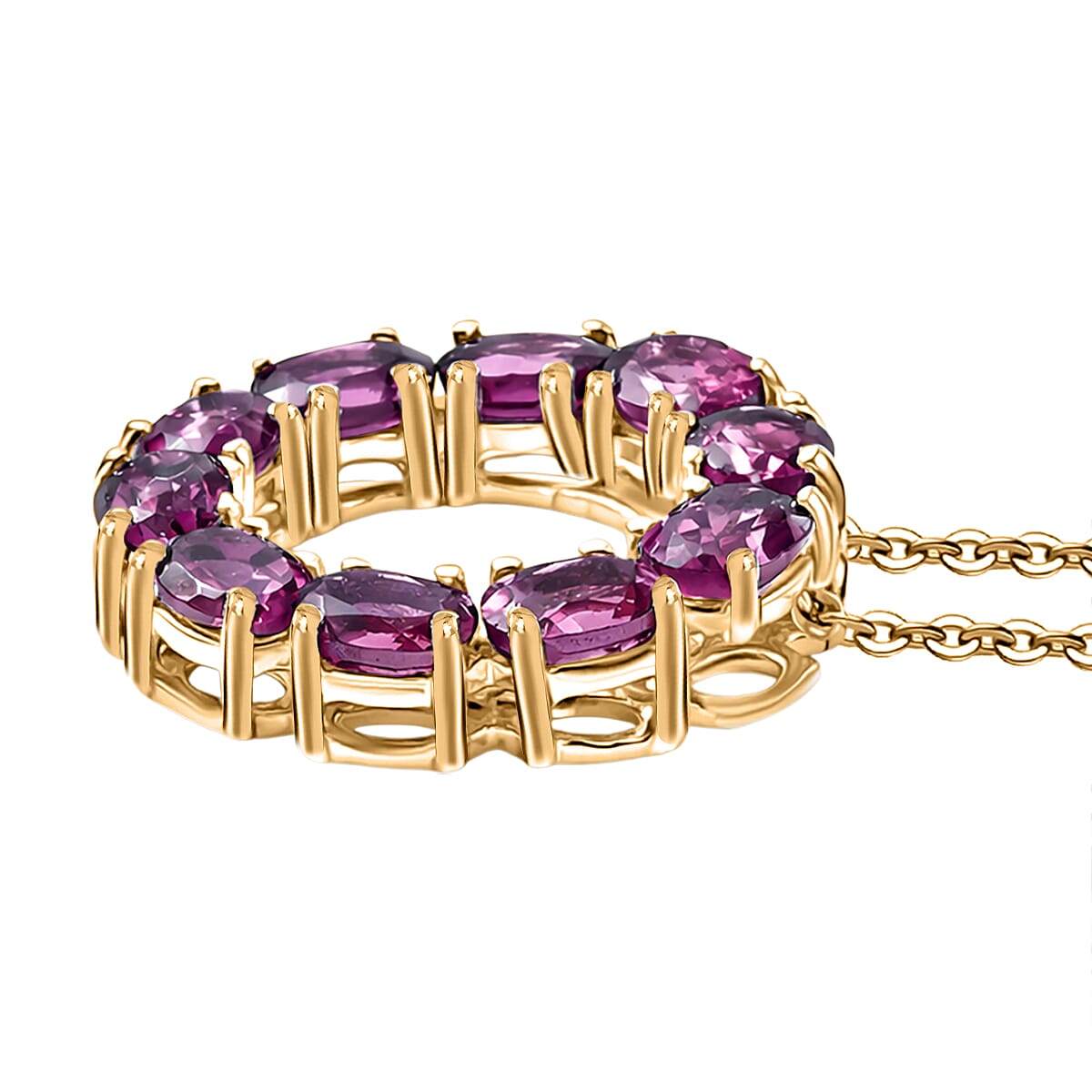 Radiant Ember Garnet Pendant with Chain (Size 20) in 18K YG Plating Sterling Silver  2.400  Ct.