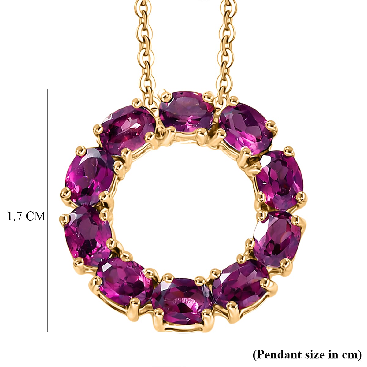 Radiant Ember Garnet Pendant with Chain (Size 20) in 18K YG Plating Sterling Silver  2.400  Ct.