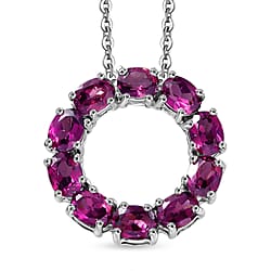 Radiant Ember Garnet Pendant with Chain (Size 20) in Platinum Overlay Sterling Silver  2.400  Ct.