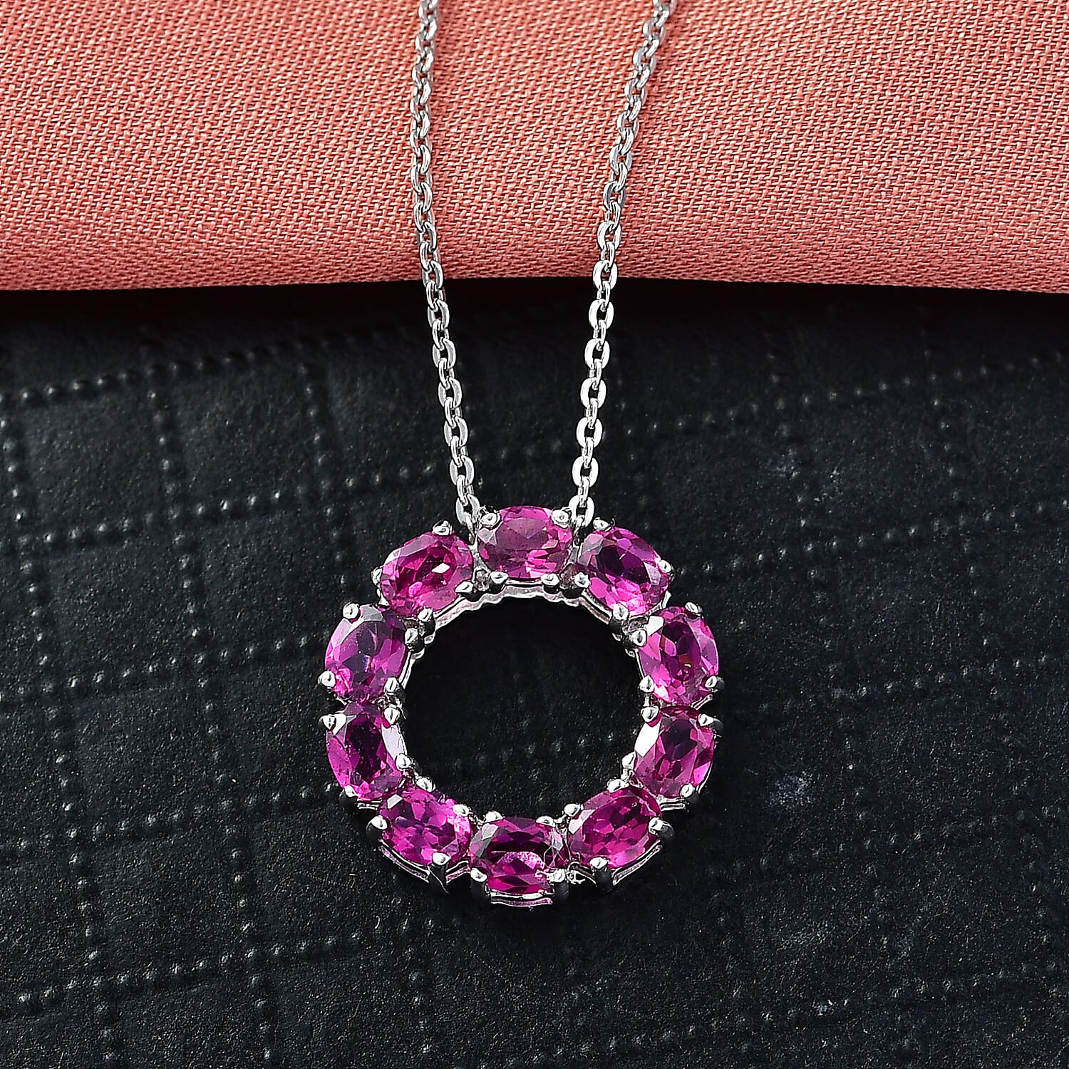 Radiant Ember Garnet Pendant with Chain (Size 20) in Platinum Overlay Sterling Silver  2.400  Ct.