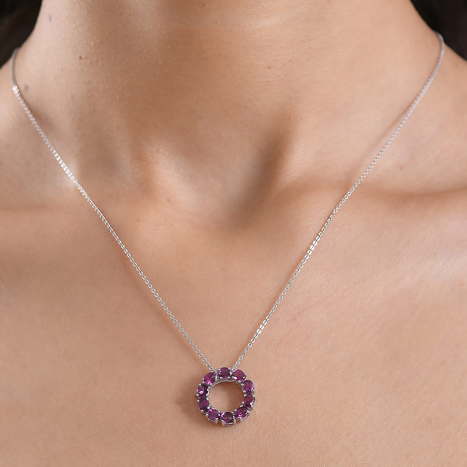 Radiant Ember Garnet Pendant with Chain (Size 20) in Platinum Overlay Sterling Silver  2.400  Ct.
