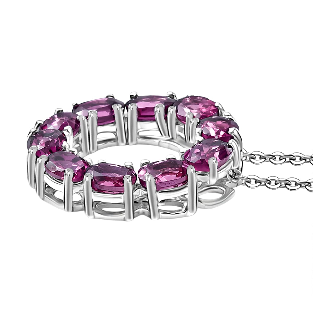 Radiant Ember Garnet Pendant with Chain (Size 20) in Platinum Overlay Sterling Silver  2.400  Ct.