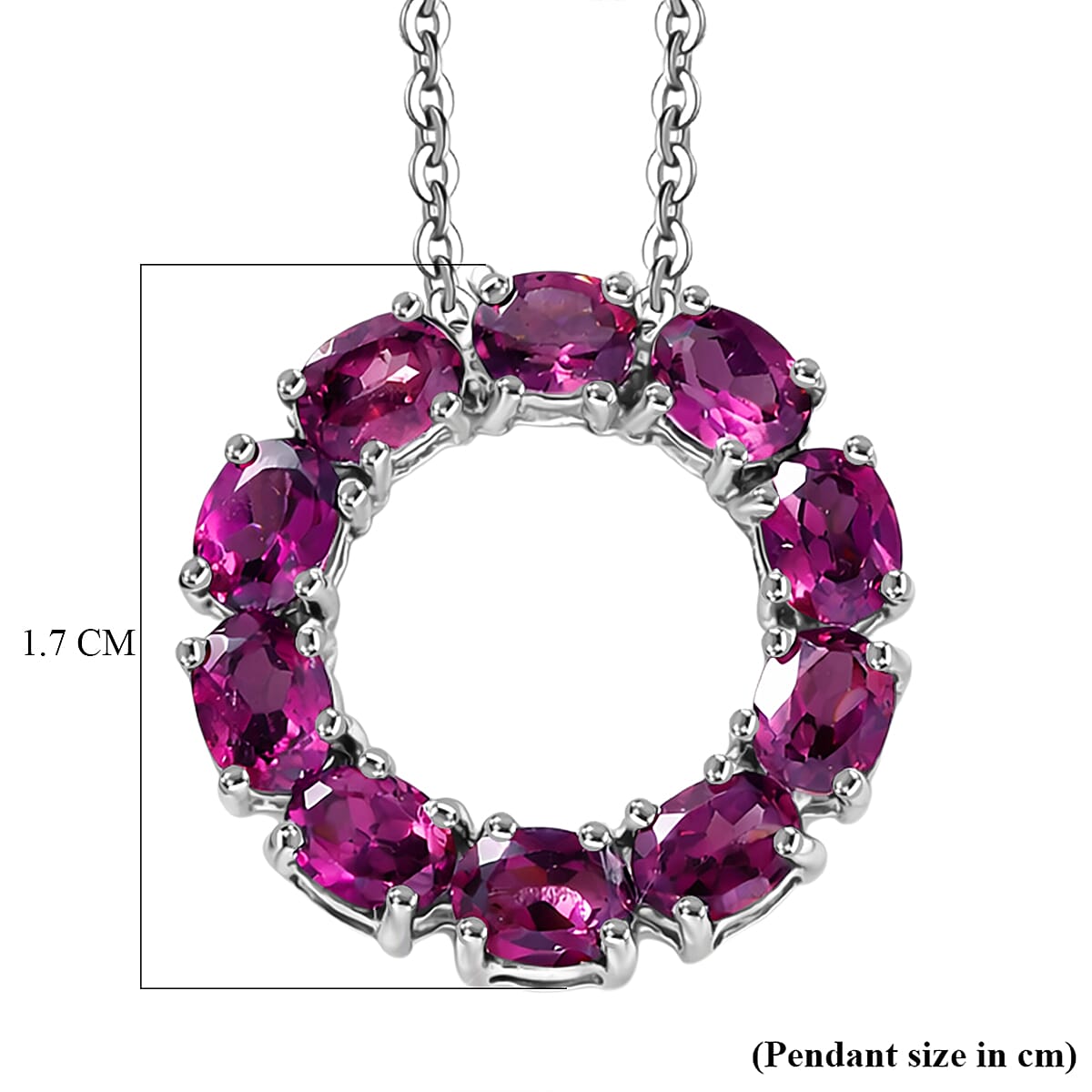 Radiant Ember Garnet Pendant with Chain (Size 20) in Platinum Overlay Sterling Silver  2.400  Ct.