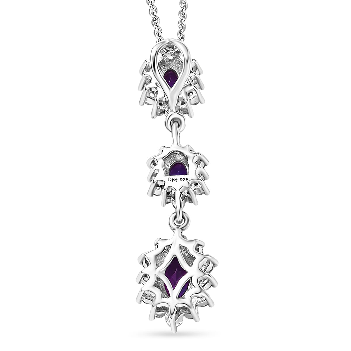 Radiant Ember Garnet,  White Zircon Pendant with Chain (Size 20) in Rhodium Overlay Sterling Silver 1.30 ct  1.920  Ct.