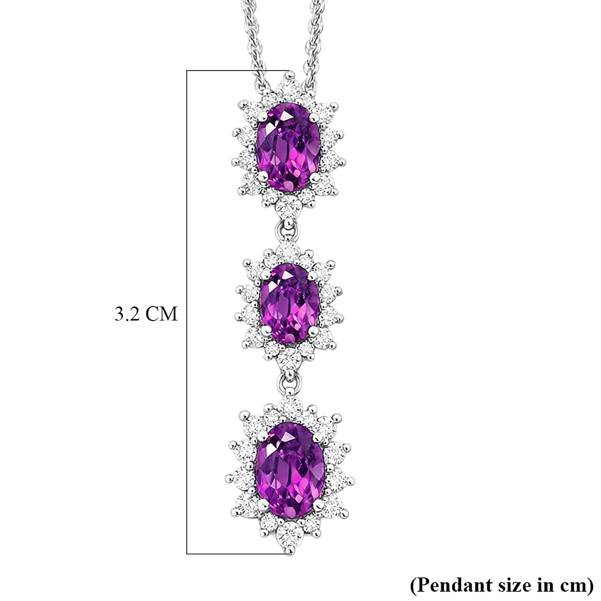 Radiant Ember Garnet,  White Zircon Pendant with Chain (Size 20) in Rhodium Overlay Sterling Silver 1.30 ct  1.920  Ct.