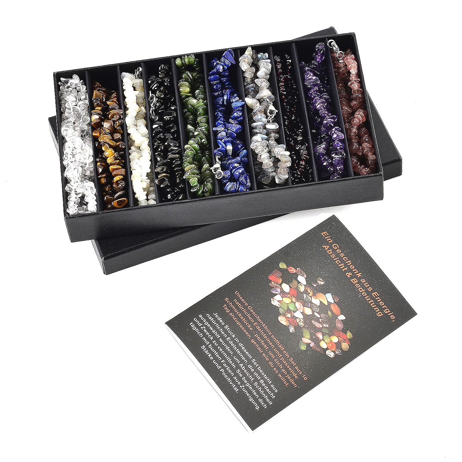 Set of 10 - Multi-Gemstone Stretchable Necklace (Size - 32)