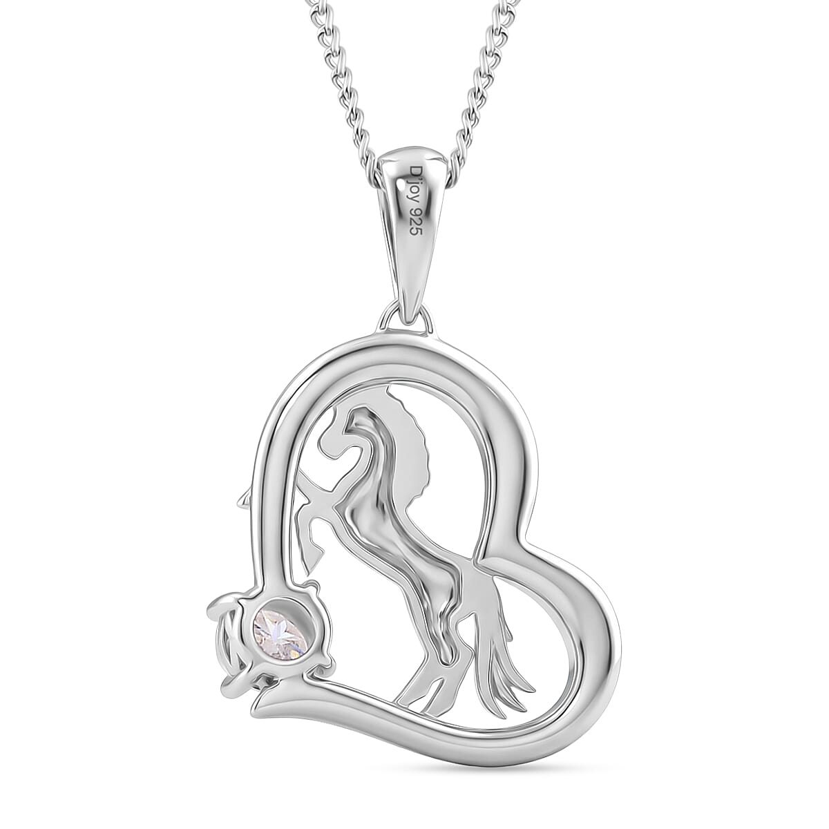 Moissanite Pendant with Chain (Size 18) in Rhodium Overlay Sterling Silver