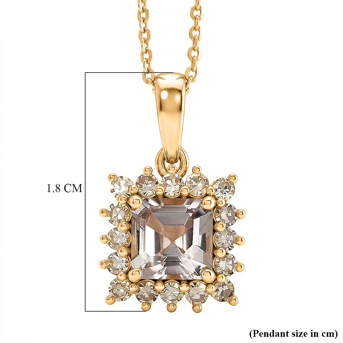 D'Joy AAA Natural Turkizite (Asscher Cut 1.32ct) & Lab Grown Yellow Diamond (SI) Pendant With Chain (Size 20) in 18K Vermeil Yellow Gold Sterling Silver 1.72 Ct.
