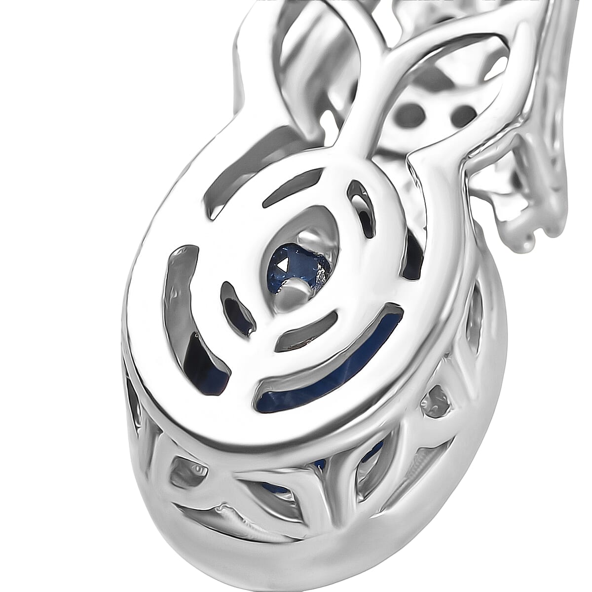 GP Natural Kashmir Kyanite, White Zircon & Kanchanaburi Blue Sapphire Pendant with Chain (Size 20) in Rhodium & Yellow Gold Plated Sterling Silver 1.69 Ct.