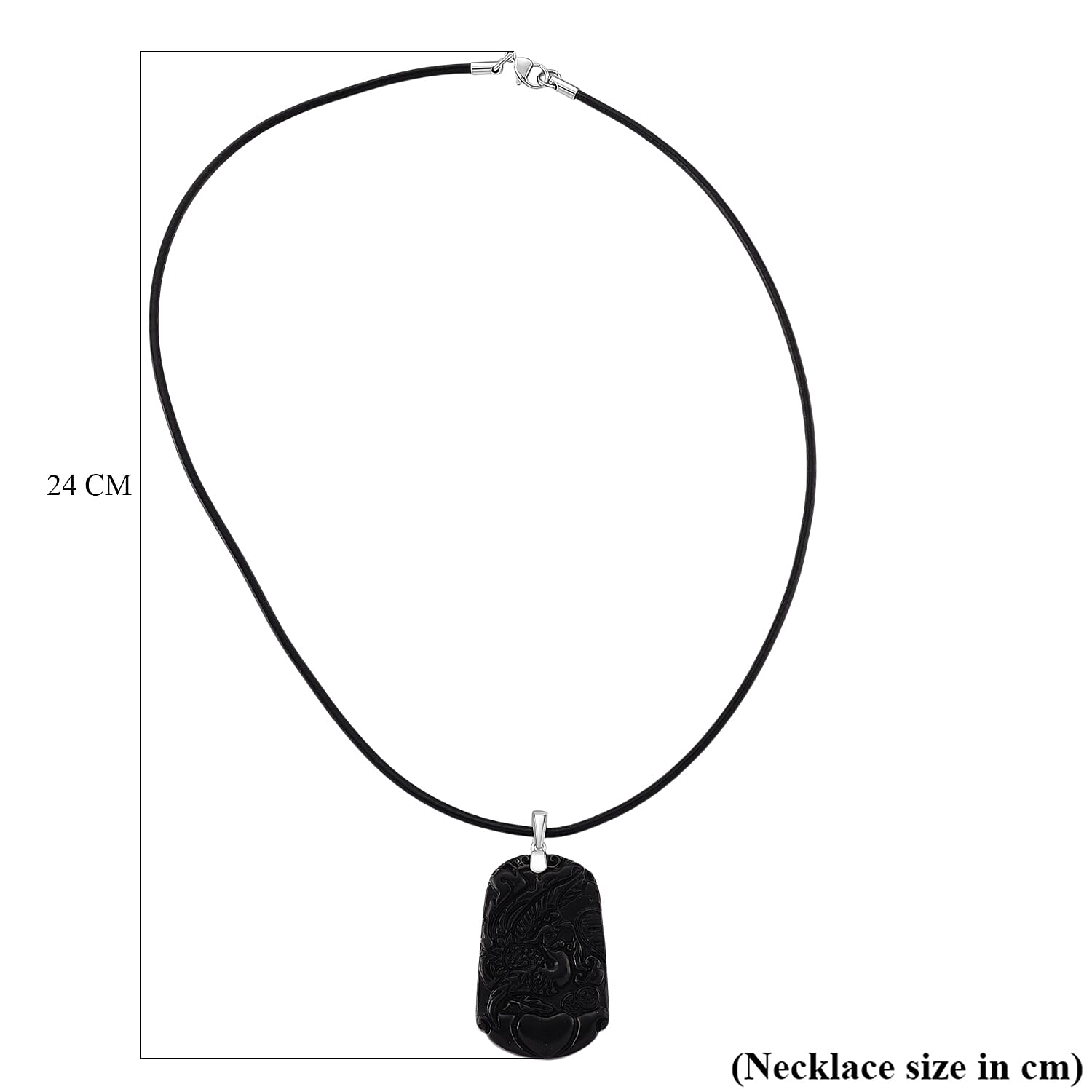 Natural Shungite Carved Pheonix Sterling Silver Pendant with Chain (Size - 20) 95.00 Ct.