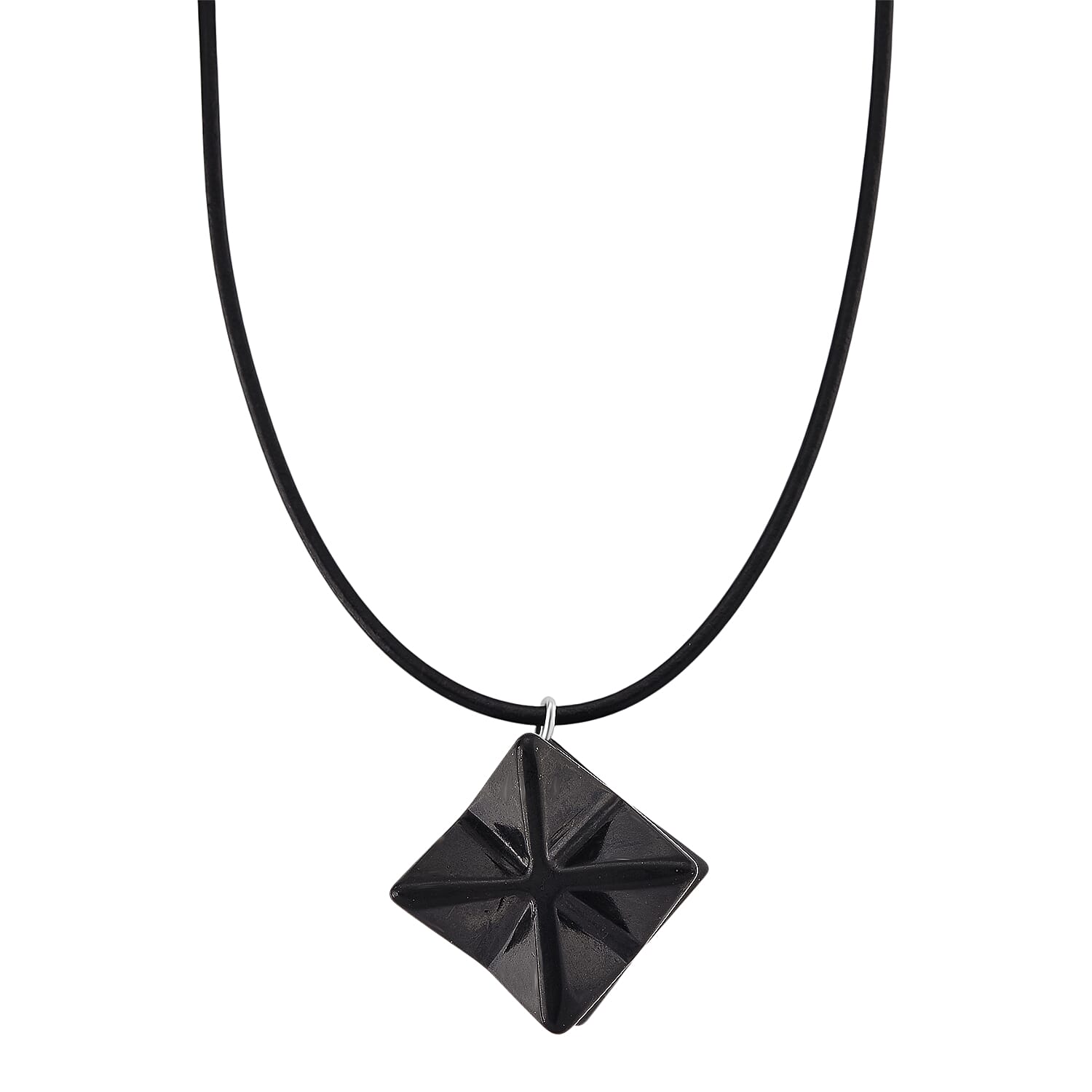 Shungite Rhodium Overlay Pendant with Chain (Size - 20) 115.00 Ct.