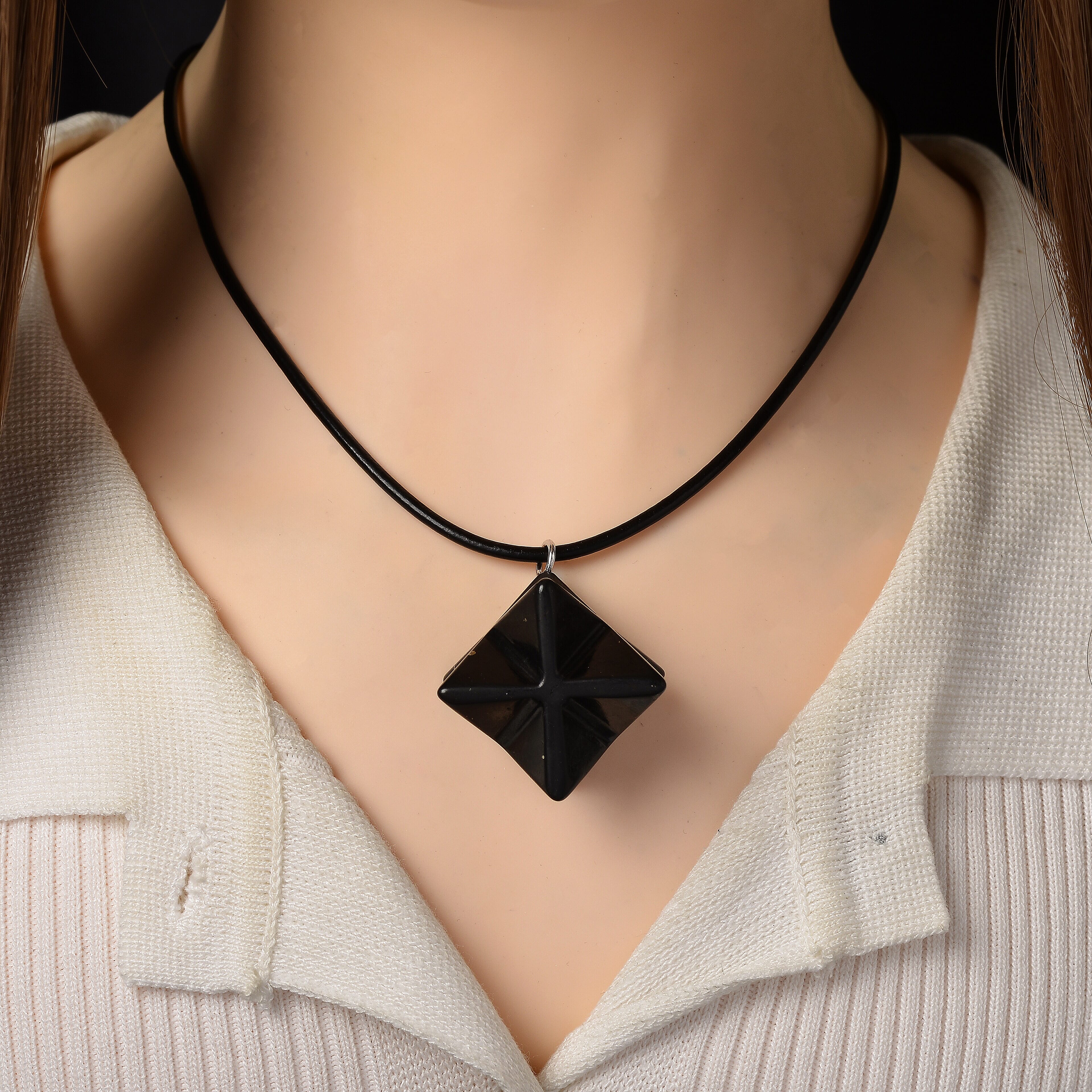 Shungite Rhodium Overlay Pendant with Chain (Size - 20) 115.00 Ct.