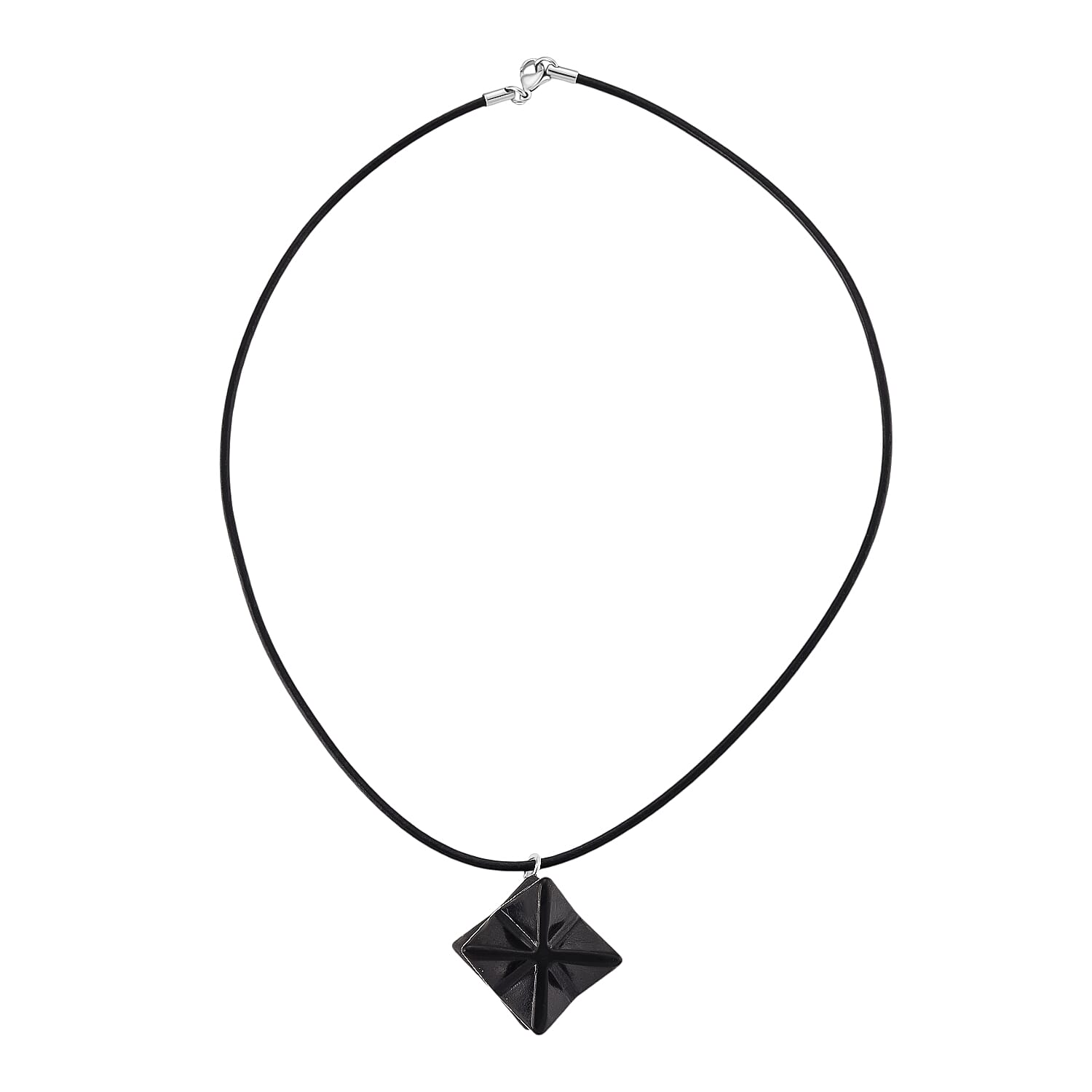 Shungite Rhodium Overlay Pendant with Chain (Size - 20) 115.00 Ct.