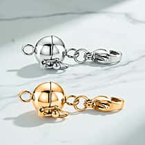 OTO - ONE TIME DEAL-Set of 2 - Rhodium Plating & Yellow Gold Plated Lobster Clasp with Magnetic Lock in Steel