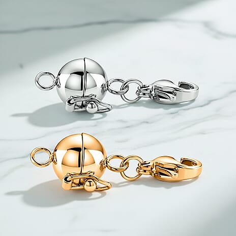 Pick OF The Show-Set of 2 - Rhodium Plating & Yellow Gold Plated Lobster Clasp with Magnetic Lock in Steel