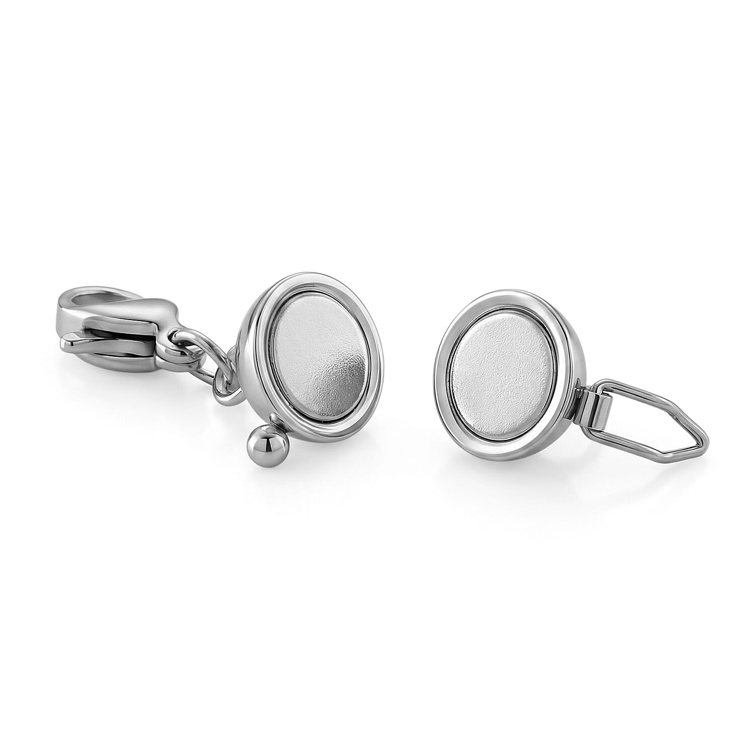 OTO - ONE TIME DEAL-Set of 2 - Rhodium Plating & Yellow Gold Plated Lobster Clasp with Magnetic Lock in Steel