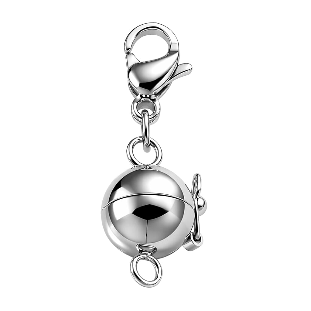 OTO- ONE TIME DEAL- Set of 2 - Rhodium Plating Lobster Clasp with Magnetic Lock in Steel