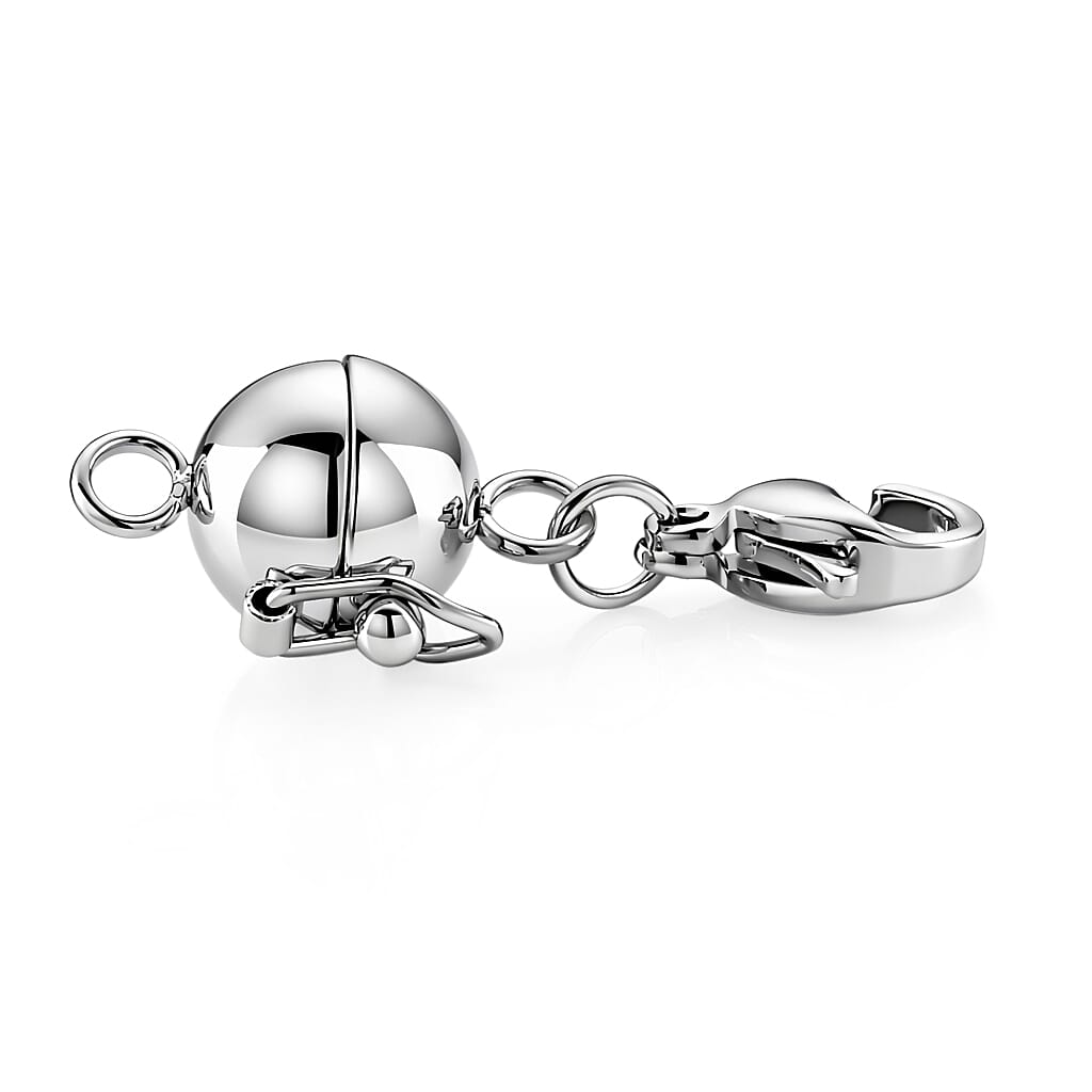 OTO- ONE TIME DEAL- Set of 2 - Rhodium Plating Lobster Clasp with Magnetic Lock in Steel
