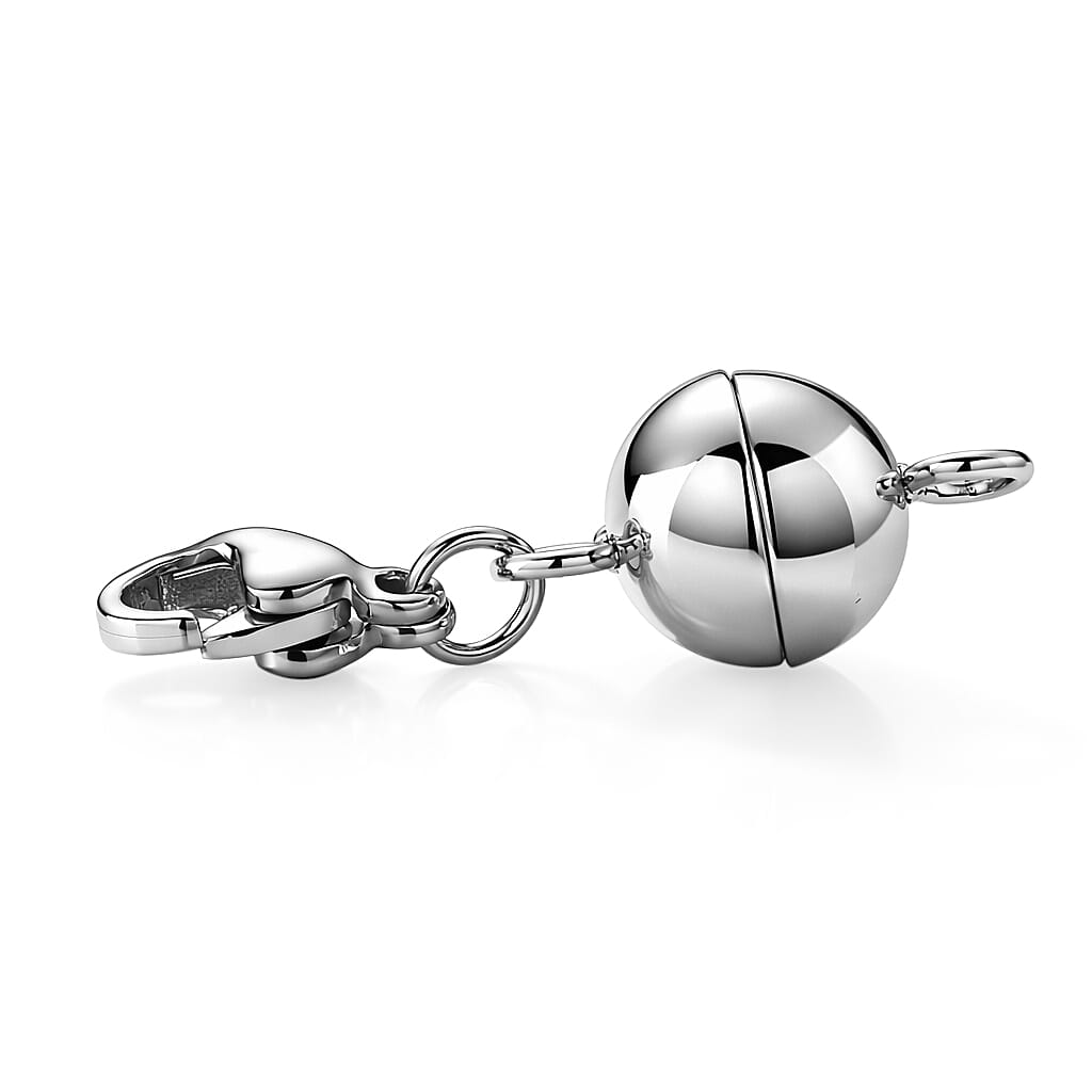 OTO- ONE TIME DEAL- Set of 2 - Rhodium Plating Lobster Clasp with Magnetic Lock in Steel