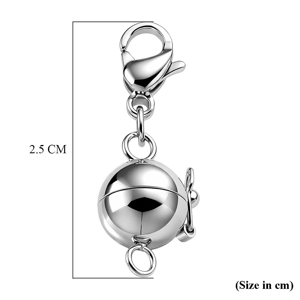 OTO- ONE TIME DEAL- Set of 2 - Rhodium Plating Lobster Clasp with Magnetic Lock in Steel