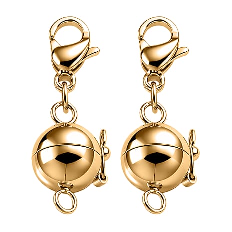 OTO - ONE TIME DEAL-Set of 2 - Yellow Gold Plated Lobster Clasp with Magnetic Lock in Steel