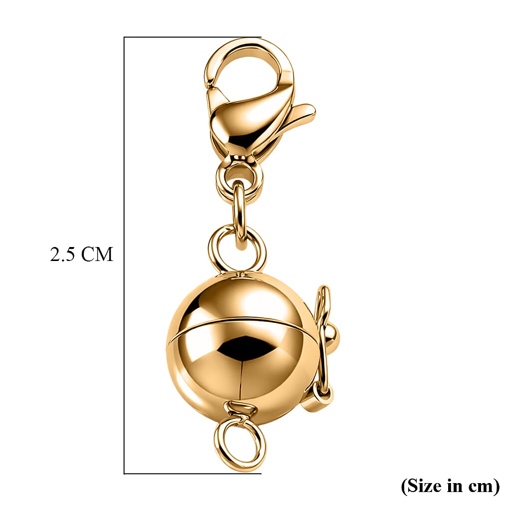 OTO - ONE TIME DEAL-Set of 2 - Yellow Gold Plated Lobster Clasp with Magnetic Lock in Steel