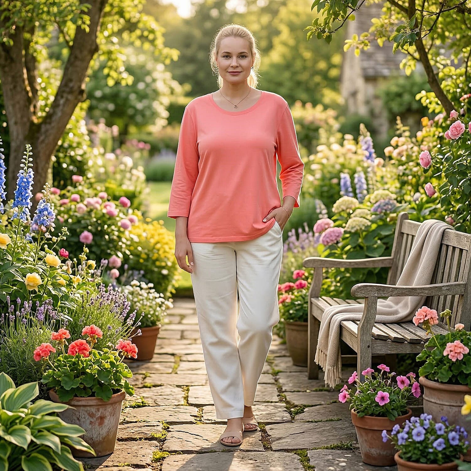 & Maisi Set of 2 - 3/4 Sleeve Cotton Tops