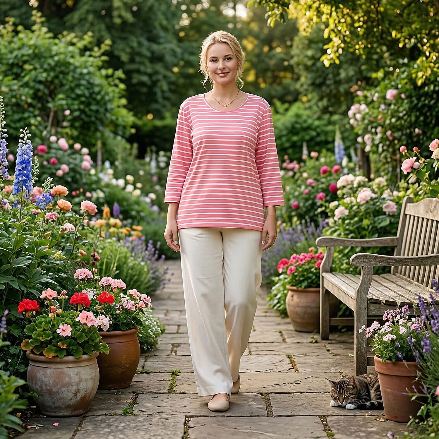 & Maisi Set of 2 - 3/4 Sleeve Cotton Tops
