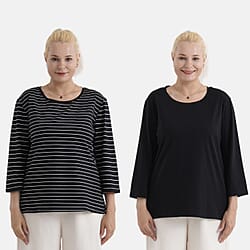 & Maisi Set of 2 - 3/4 Sleeve Cotton Tops
