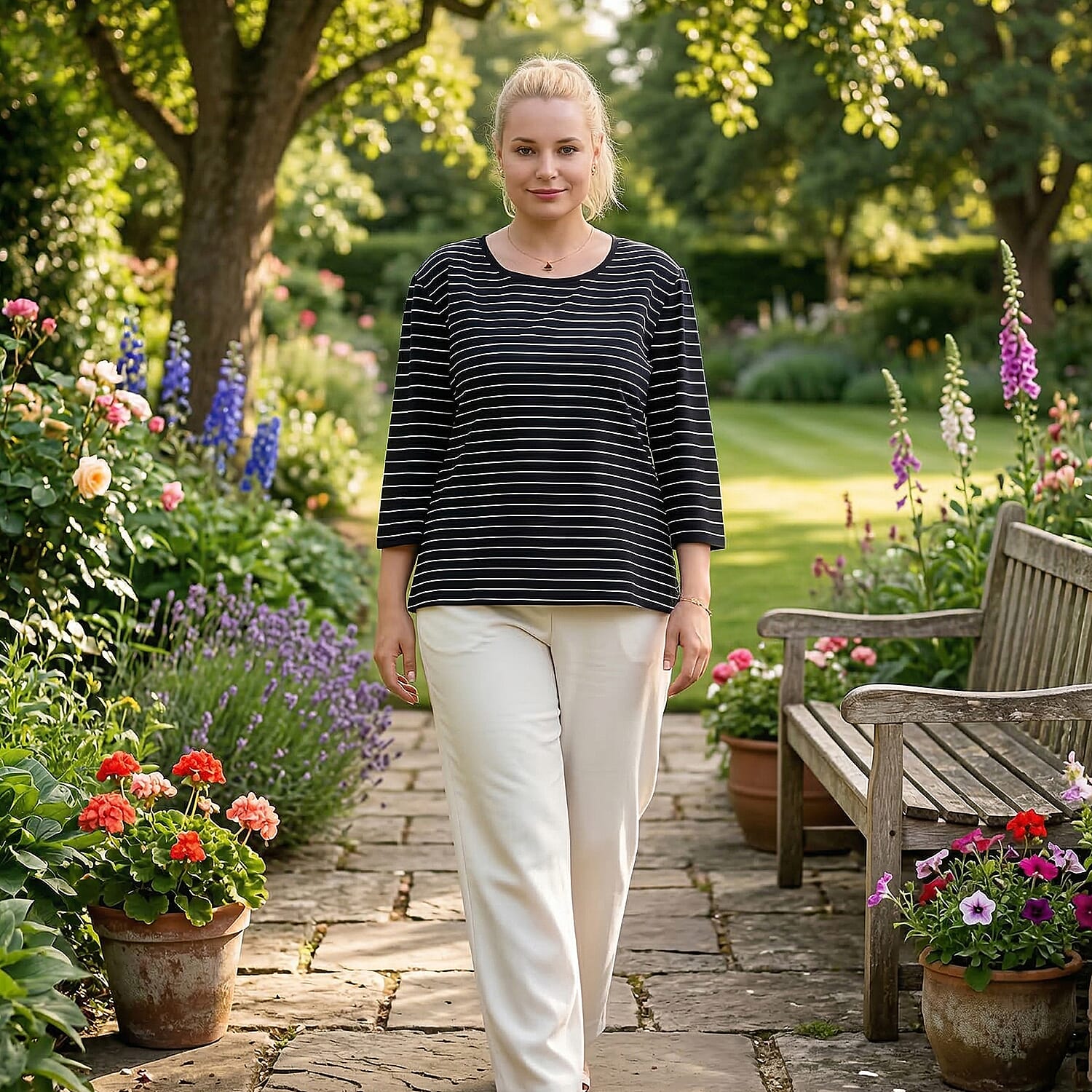 & Maisi Set of 2 - 3/4 Sleeve Cotton Tops