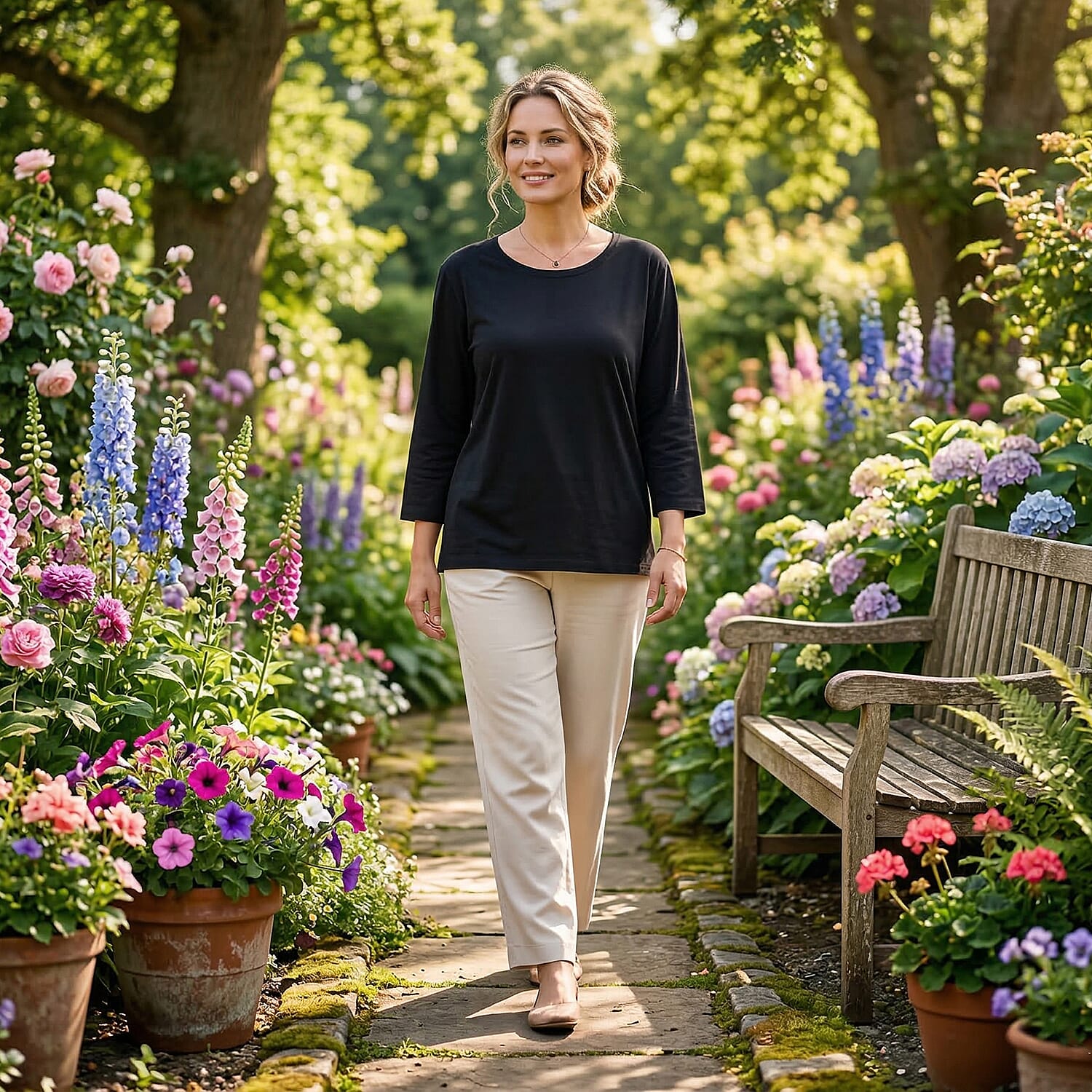 & Maisi Set of 2 - 3/4 Sleeve Cotton Tops