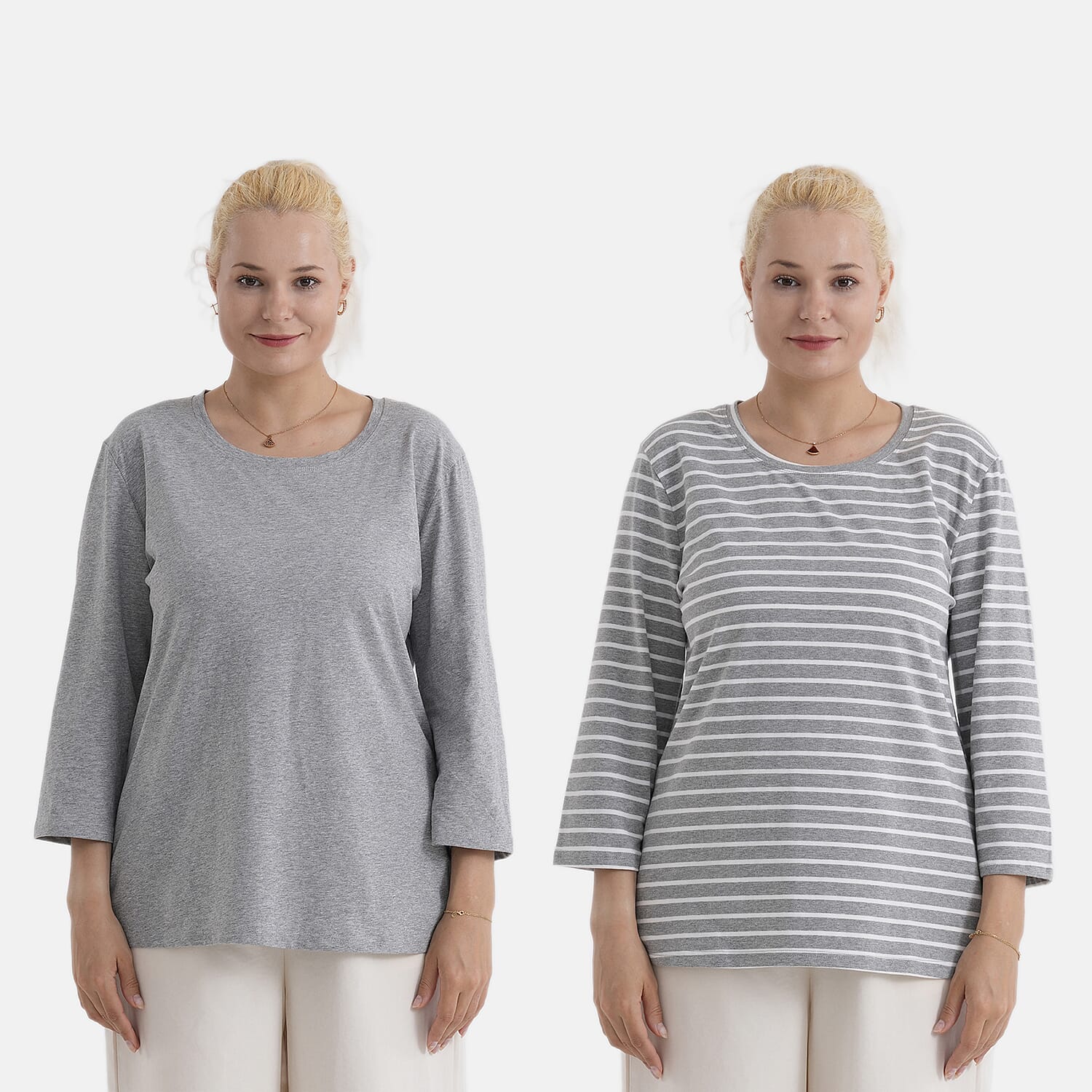 & Maisi Set of 2 - 3/4 Sleeve Cotton Tops
