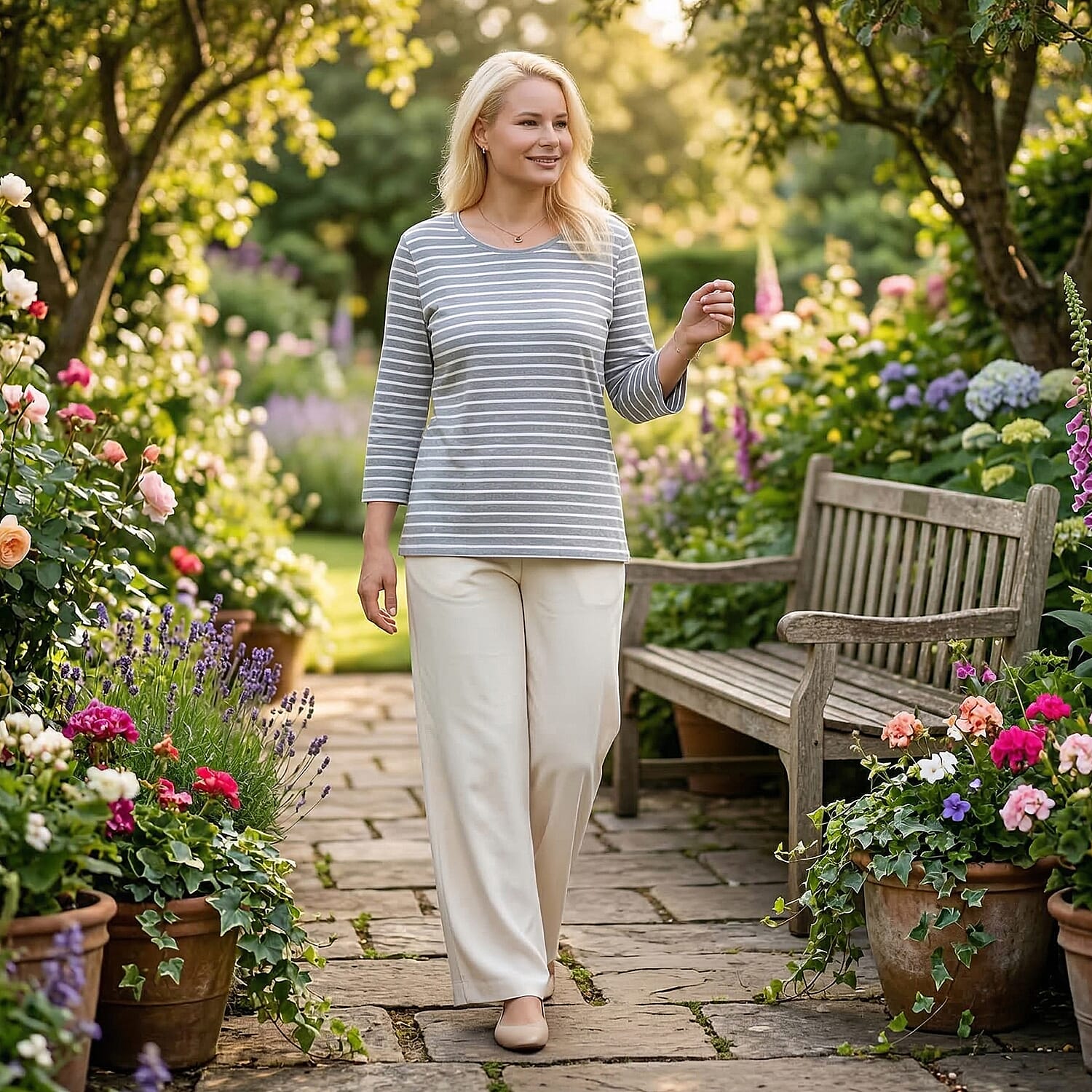 & Maisi Set of 2 - 3/4 Sleeve Cotton Tops