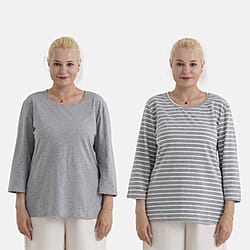 & Maisi Set of 2 - 3/4 Sleeve Cotton Tops