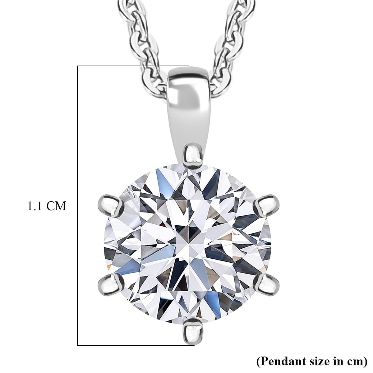 Luxuriant Lab Grown Diamond (SI-GH) Solitaire Pendant with Chain (Size 20) in Rhodium Overlay Sterling Silver 1.00 Ct.