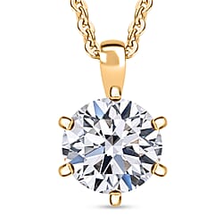 LUXURIANT 1 Ct. Lab Grown Diamond Solitaire Pendant with Chain (Size 20) in Rhodium Overlay Sterling Silver (SI-GH)