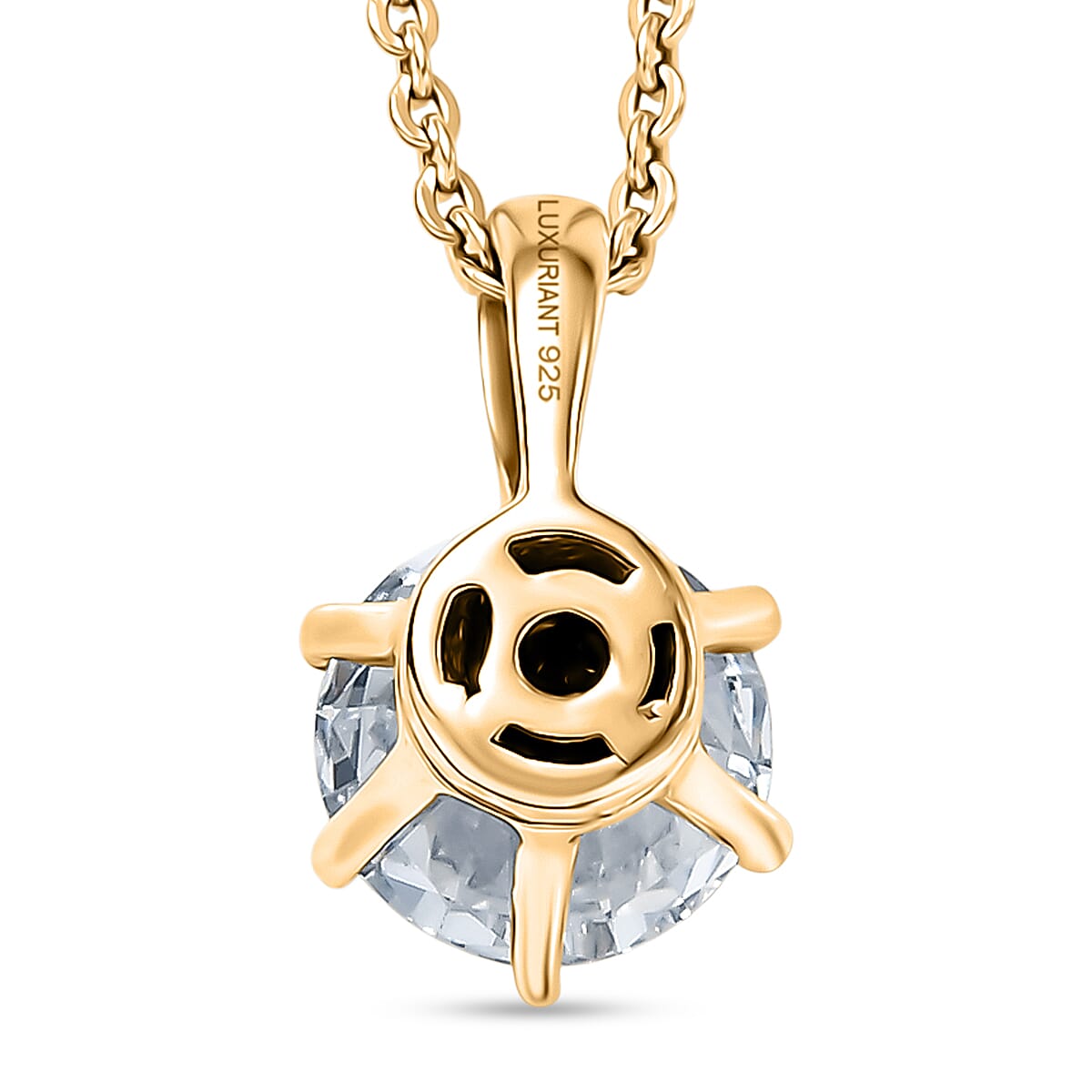 Luxuriant Lab Grown Diamond (SI-GH) Solitaire Pendant with Chain (Size 20) in 18K Vermeil Yellow Gold Plated Sterling Silver 1.00 Ct.